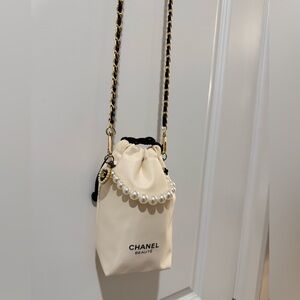 Chanel Beauté Cream Crossbody Bag with Pearl Detail